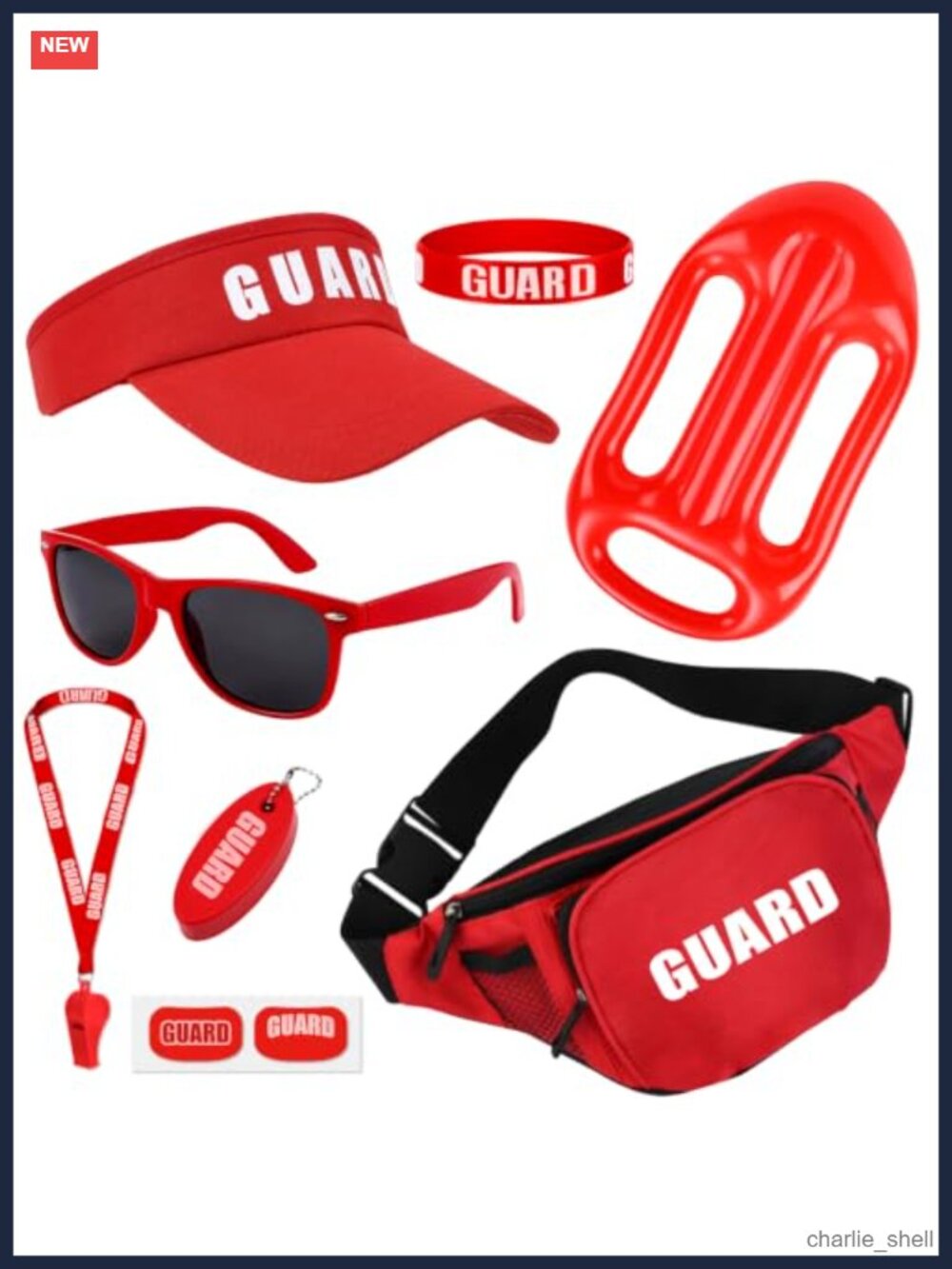 Guard Costume Accessory Set Fanny Pack Hat Whistle Sunglasses Unisex Adult